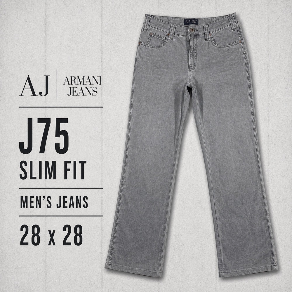 Armani Jeans Mens‎ J75 Slim Fit Grey Denim Pants Size 28x28 GA Eagle Logo